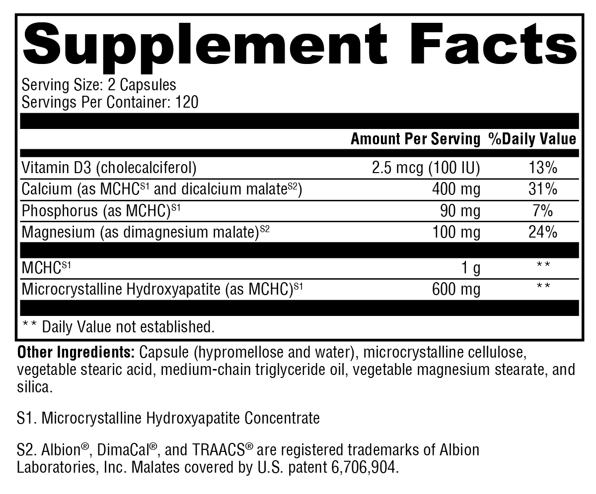 Ossopan MD™ Supplement Facts Label
