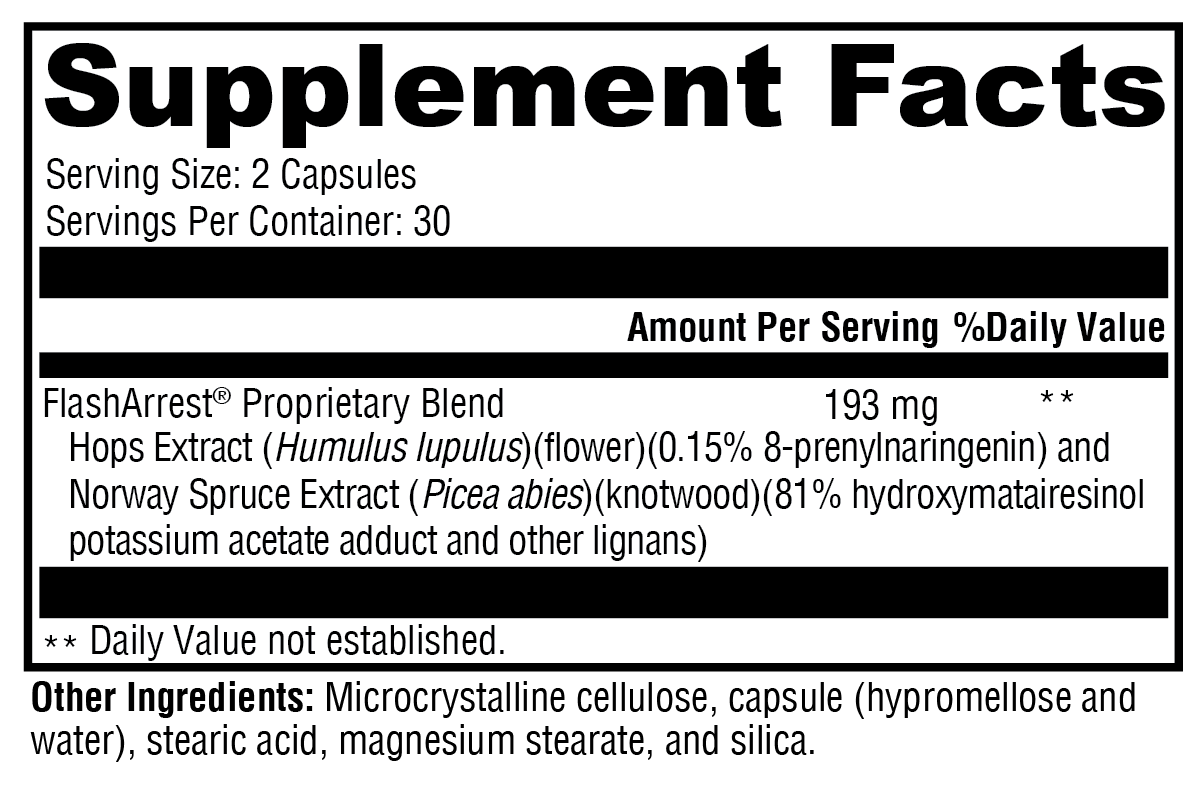 FlashArrest® Supplement Facts Label