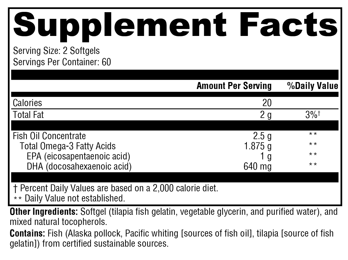 OmegaPure 820™ Supplement Facts Label