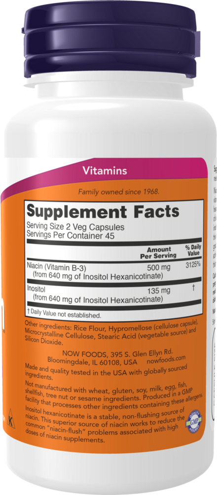 Flush-Free Niacin 250 mg Supplement Facts Label