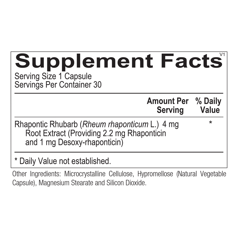 Rhubestryn Supplement Facts Label