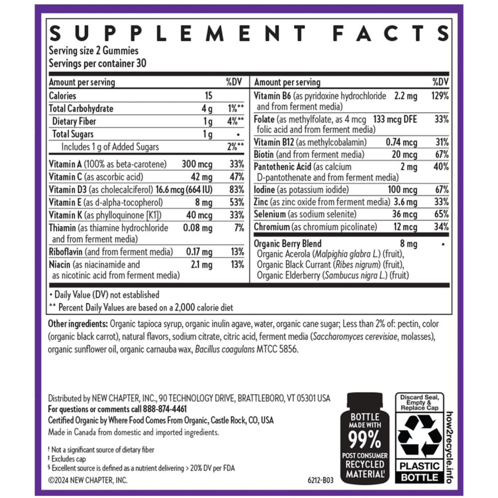 Kid's Multivitamin Gummies Supplement Facts Label