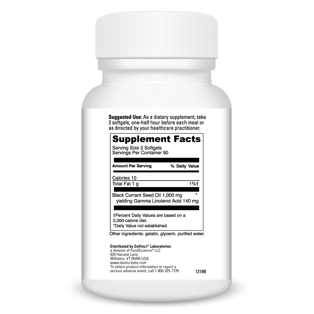 Black Currant Seed Oil Supplement Facts Label