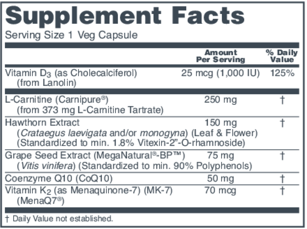 Clinical Cardio-6 Supplement Facts Label