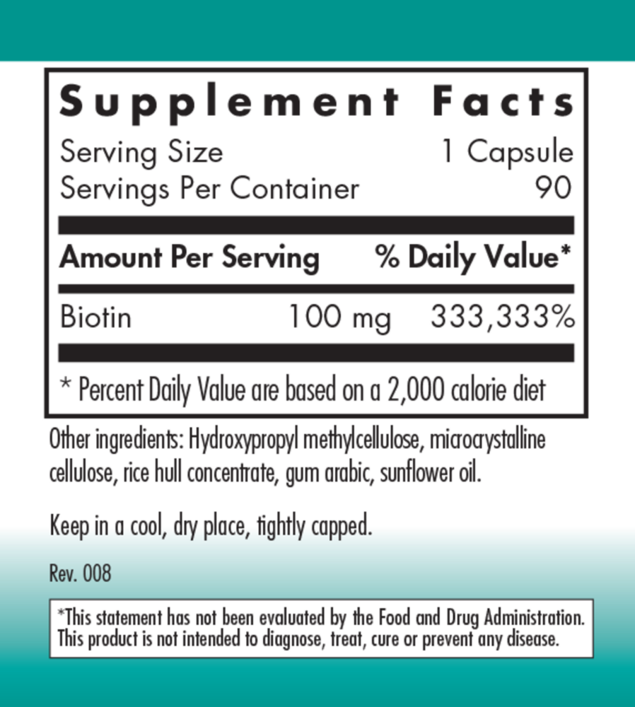 Biotin Blast Supplement Facts Label