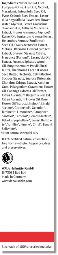 Lavender Sandalwood Calming Body Cream Supplement Facts Label