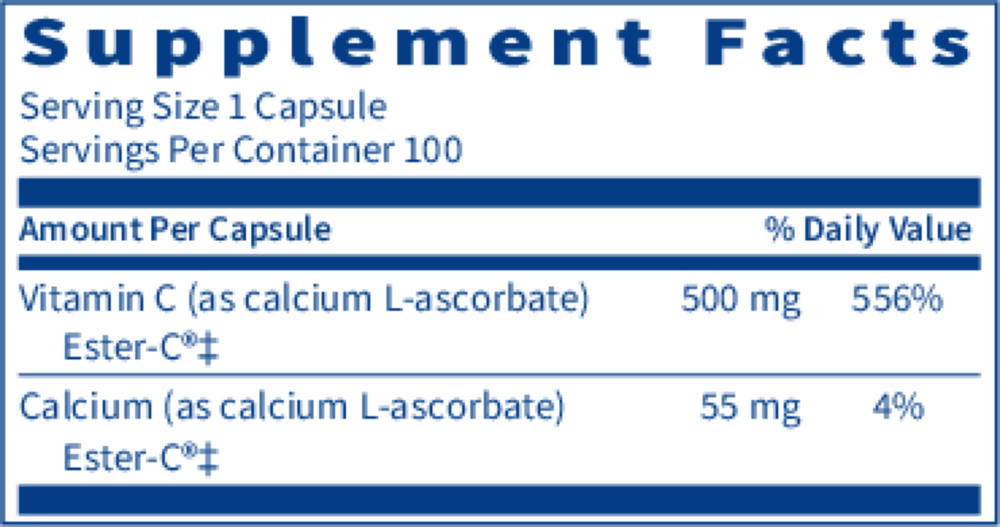 Ester-C Supplement Facts Label