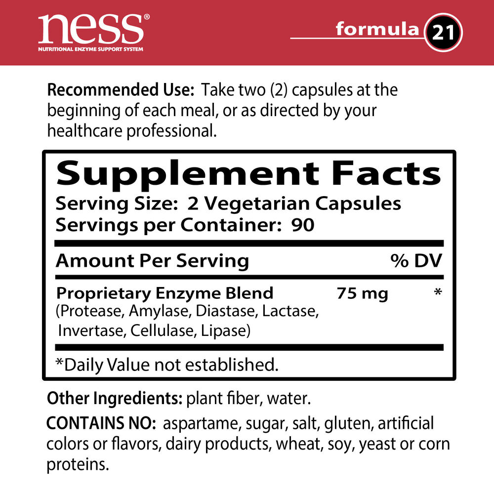 Sugar Digest Formula 21 Supplement Facts Label