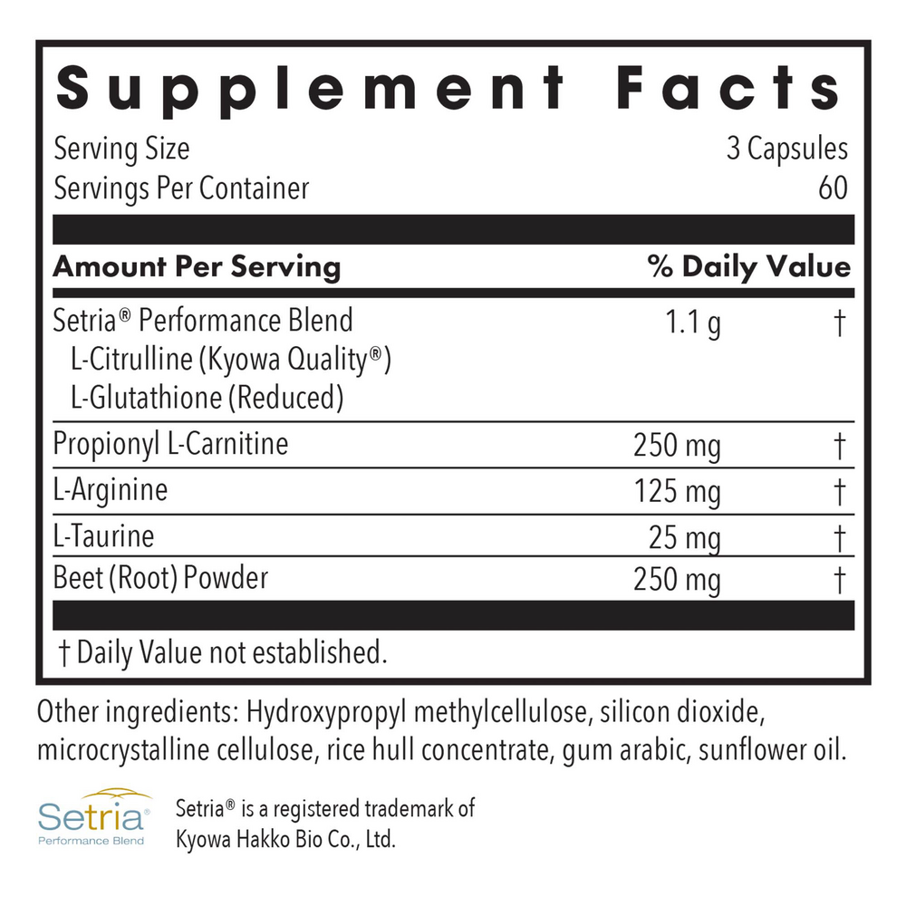 NO Inducers Supplement Facts Label