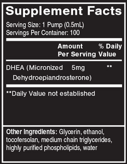 Pure DHEA Supplement Facts Label