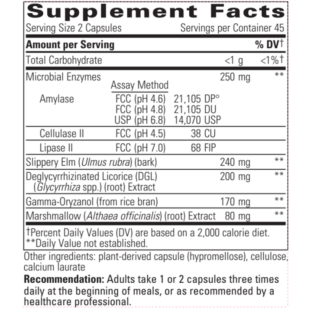 Similase Sensitive Stomach Supplement Facts Label