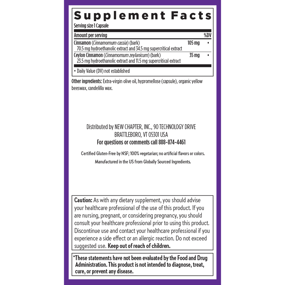 Cinnamon Force Supplement Facts Label