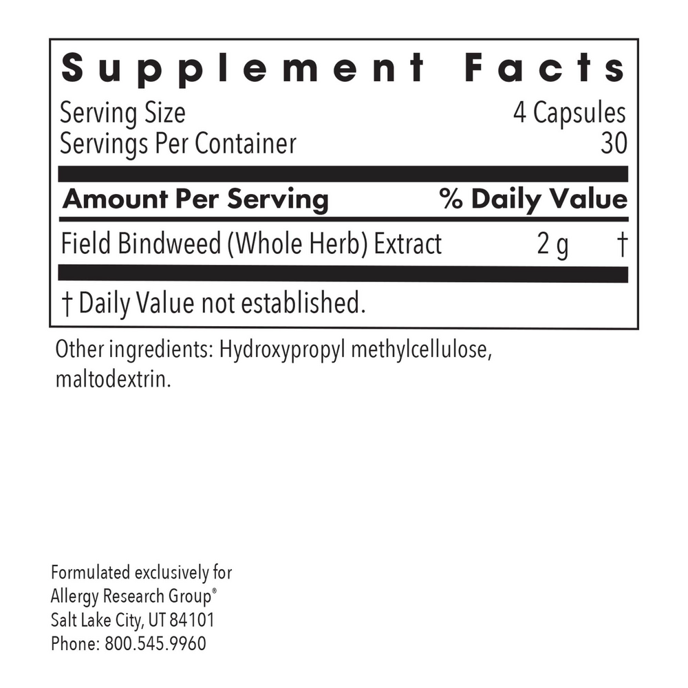 VascuStatin™ Supplement Facts Label