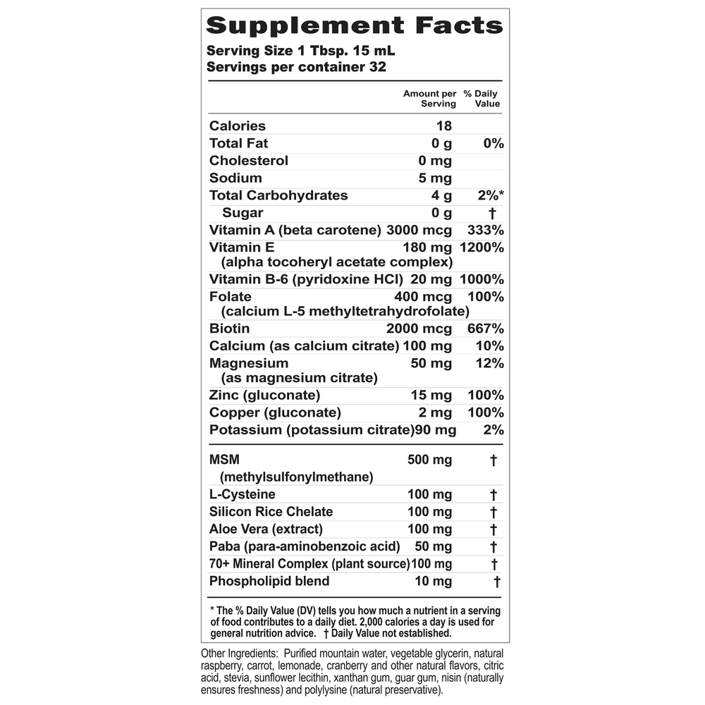 Hair Skin & Nails Supplement Facts Label
