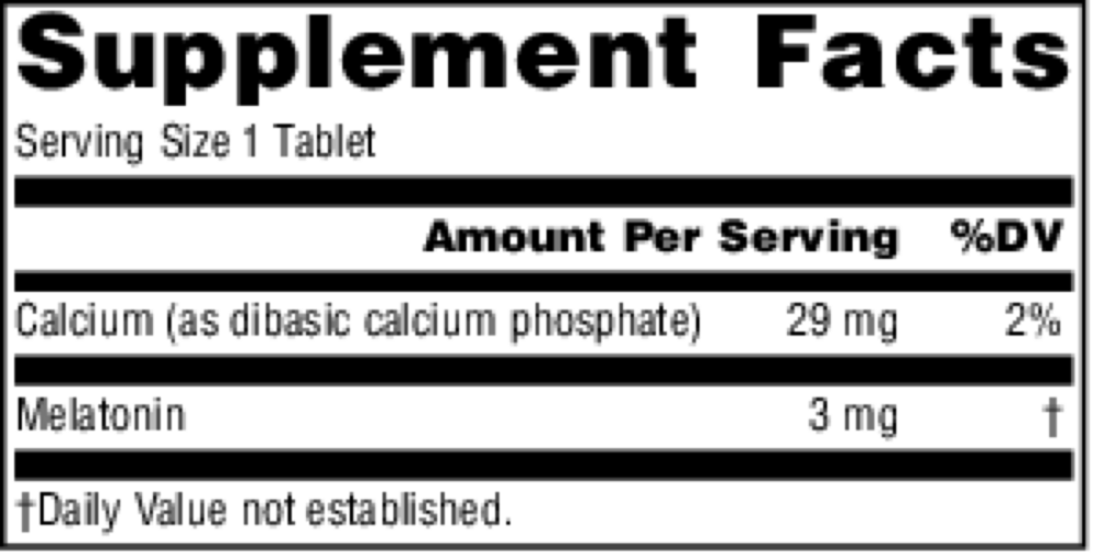 Melatonin Timed-Release 3 mg Supplement Facts Label