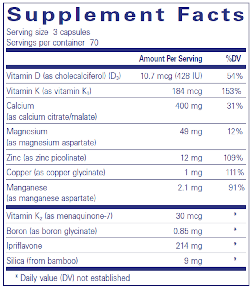 +CAL+ With Ipriflavone 210 Count Supplement Facts Label