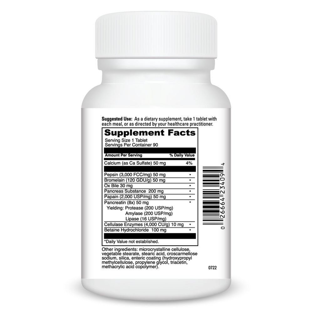 Digestive Enzymes (Formerly All Zyme) Supplement Facts Label