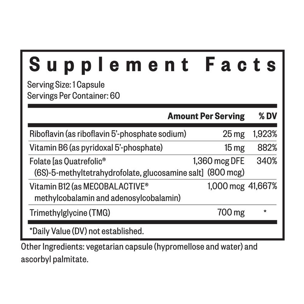 Homocysteine Nutrients (formerly HomocysteX Plus) Supplement Facts Label