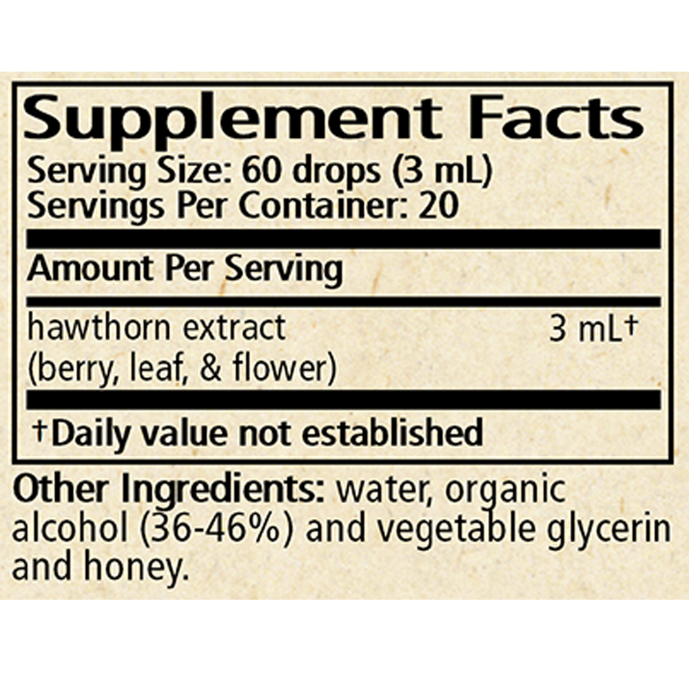 Crataegus/hawthorne Supplement Facts Label