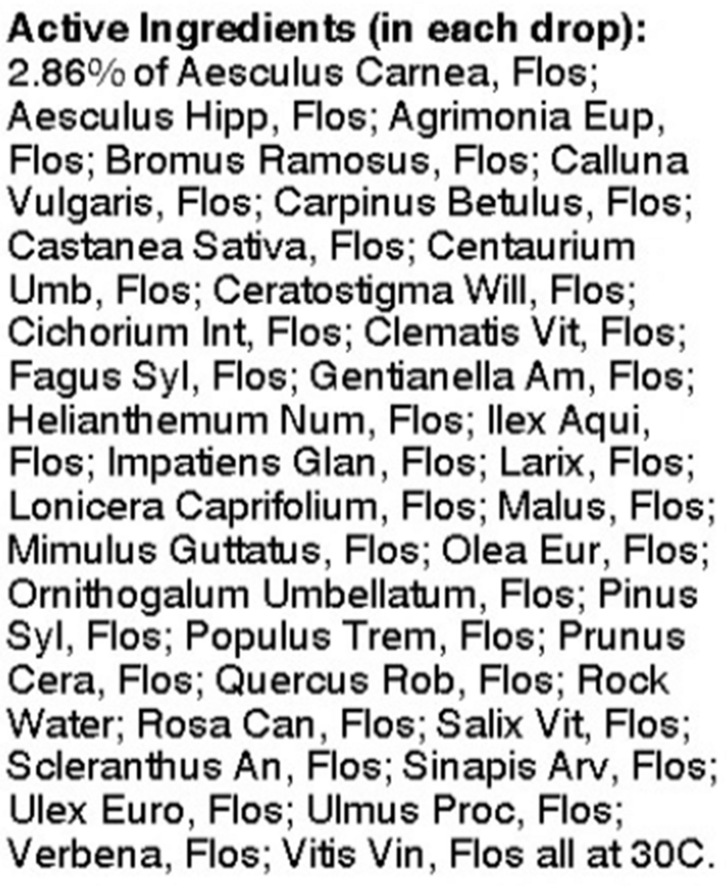 Multi-Flower Supplement Facts Label