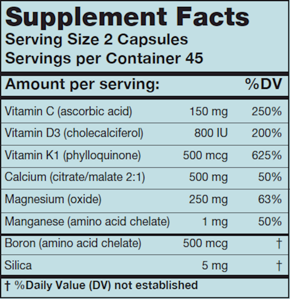 CalGuard Supplement Facts Label