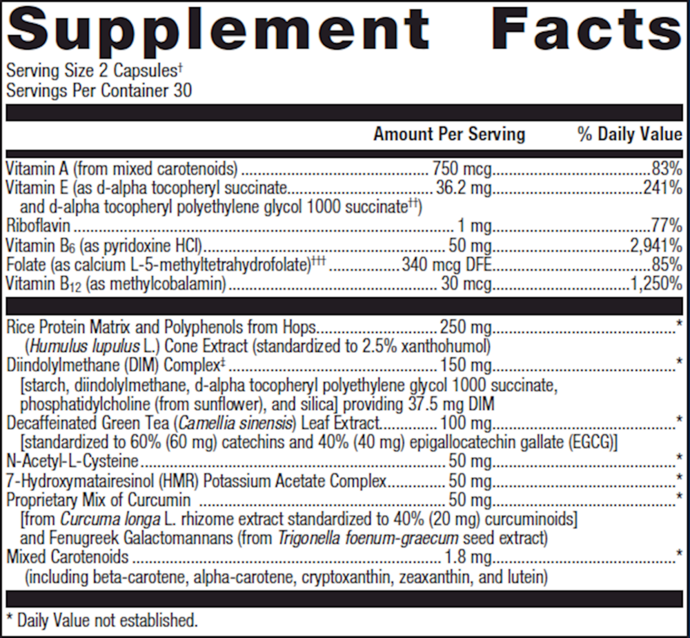 BACKORDER ONLY - EstroFactors Supplement Facts Label