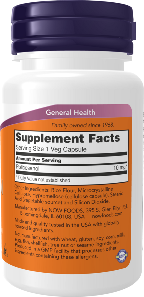Policosanol 10 mg Supplement Facts Label