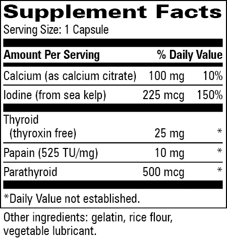 Para Thyrolate® Supplement Facts Label