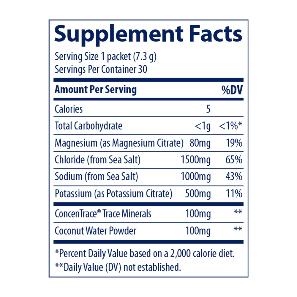 ZeroLyte - Salty Mango Supplement Facts Label