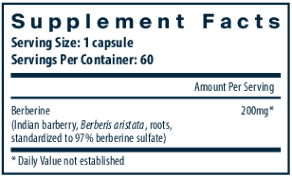Berberine 200mg Supplement Facts Label