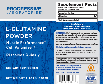 L-Glutamine Powder Supplement Facts Label