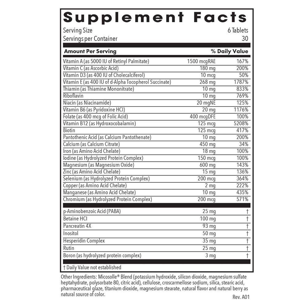 Optimox® Gynovite® Supplement Facts Label