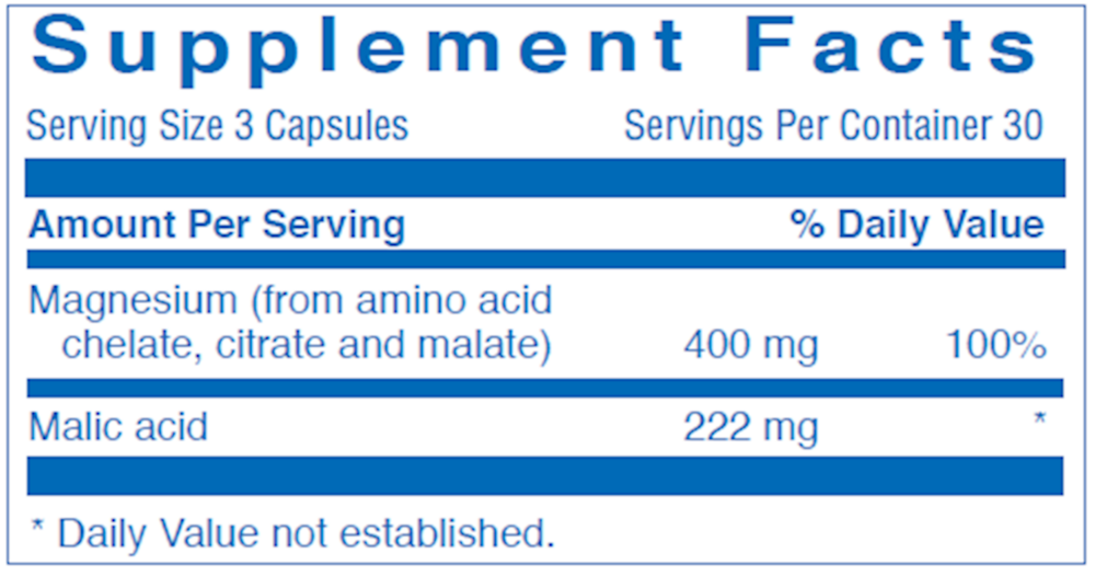 Clinical Magnesium Supplement Facts Label