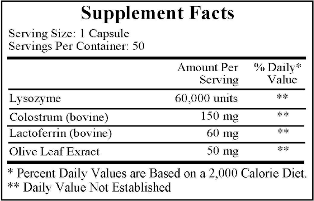 Nutricillin Supplement Facts Label