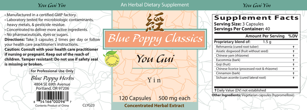 You Gui Yin Supplement Facts Label