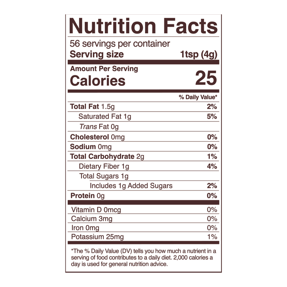 Sweet Cacao Nibs Organic Supplement Facts Label