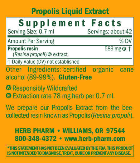 Propolis Resina Propolis Supplement Facts Label
