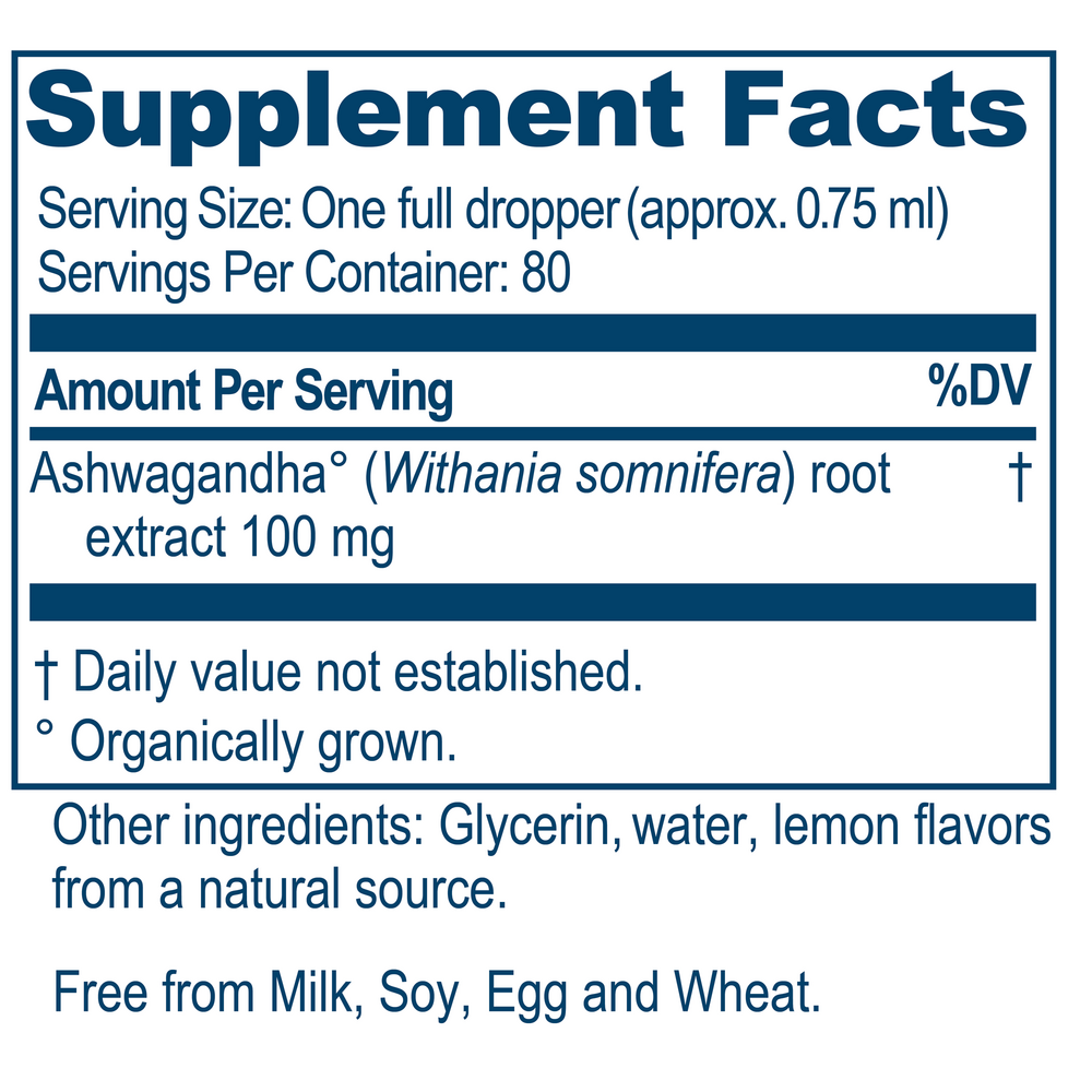 Ashwagandha for Kids Supplement Facts Label