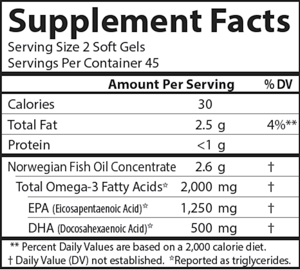 Maximum Omega 2000 Supplement Facts Label