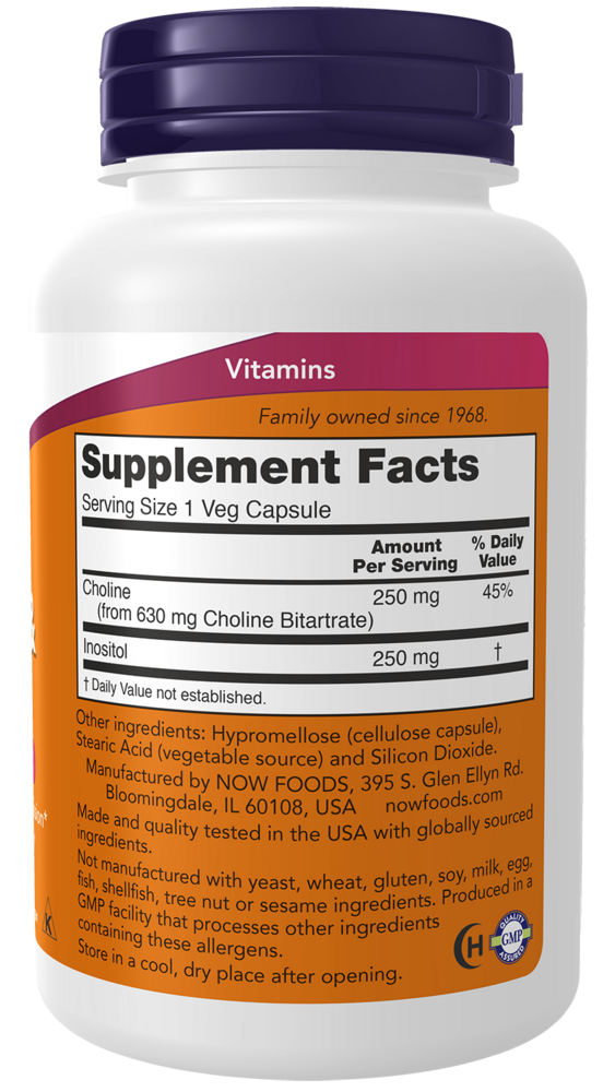 Choline & Inositol 500 mg Supplement Facts Label