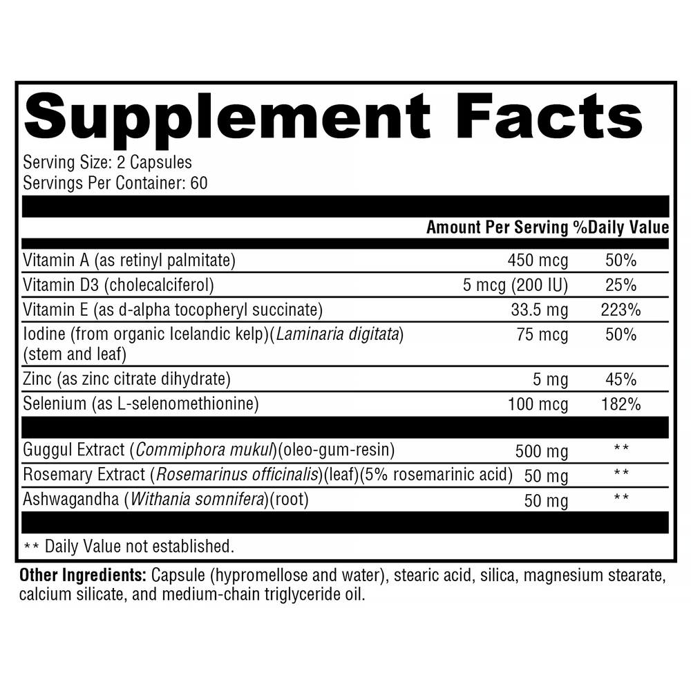 MedCaps T3™ Supplement Facts Label