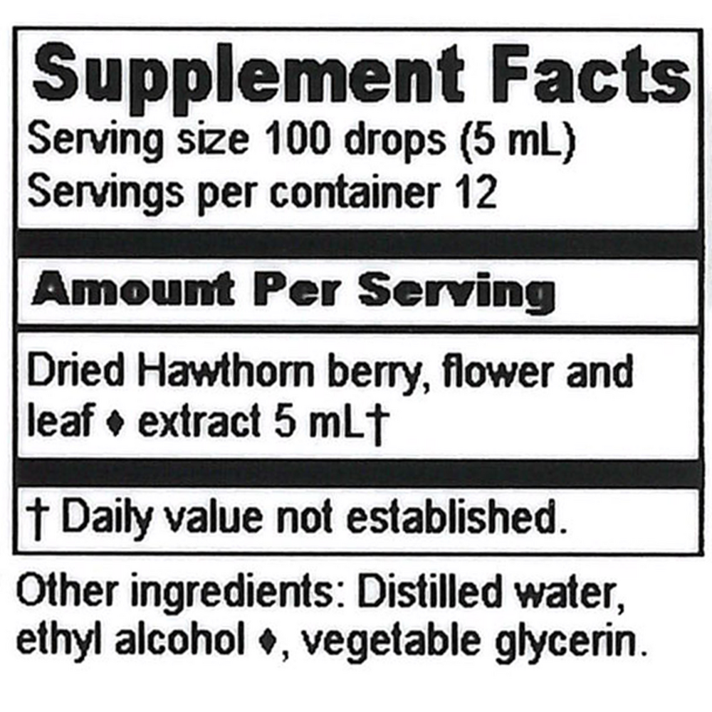 Hawthorn Extract Supplement Facts Label