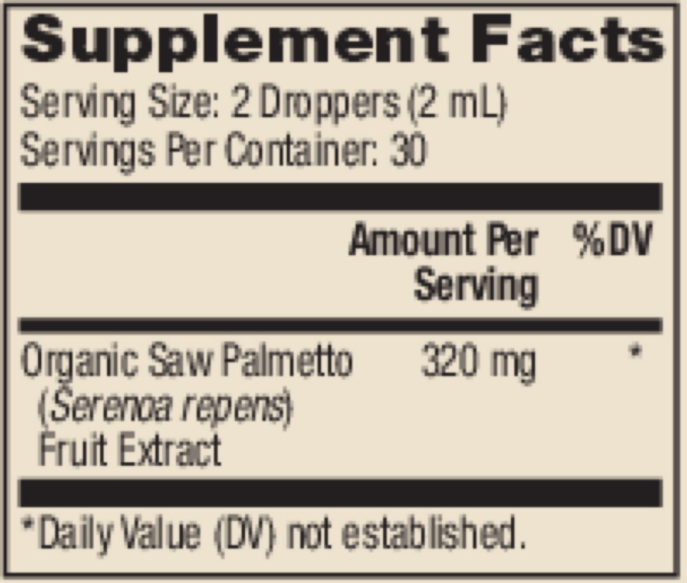 Organic Saw Palmetto Supplement Facts Label