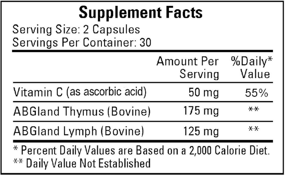 T Cell Formula Supplement Facts Label