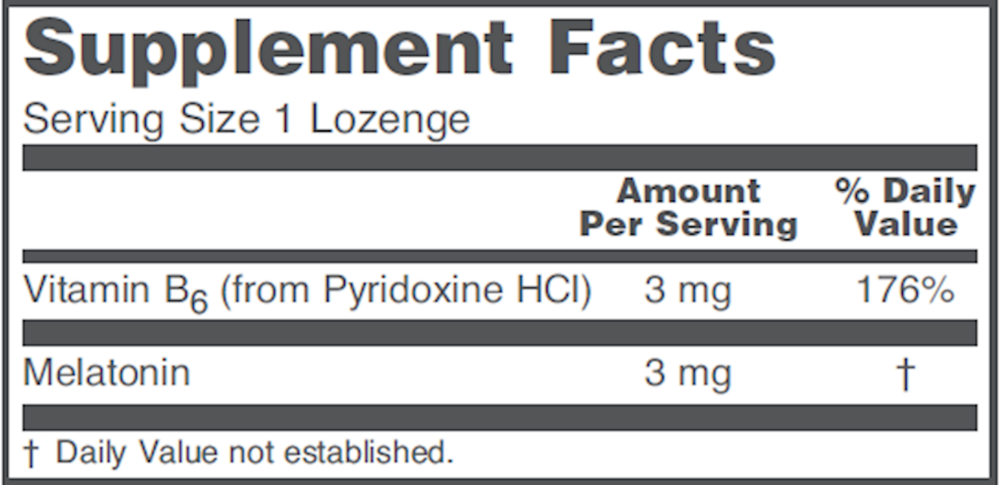 Melatonin 3 mg Supplement Facts Label