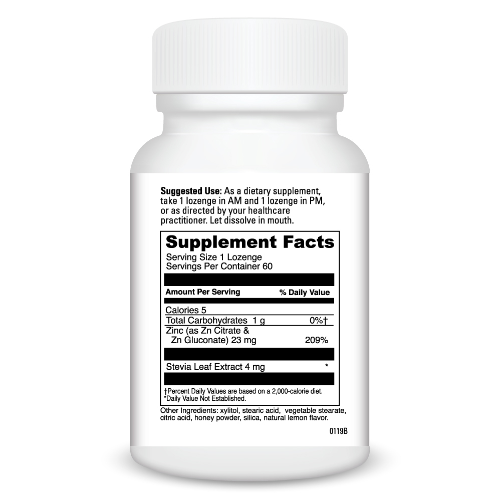Zinc Lozenge Supplement Facts Label