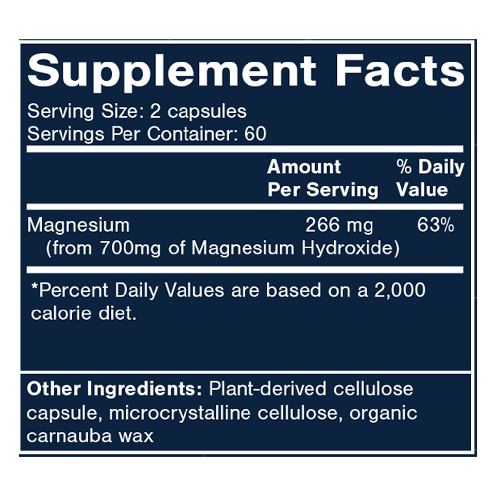 Magnesium Hydroxide Supplement Facts Label