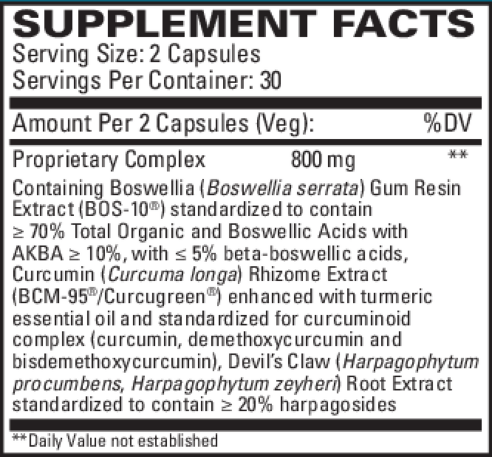 ArthoMed Supplement Facts Label