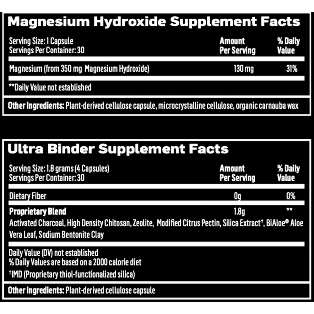 Ultra Binder Combo Pack Supplement Facts Label