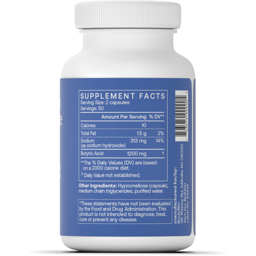 Sodium Butyrate 600 mg Supplement Facts Label